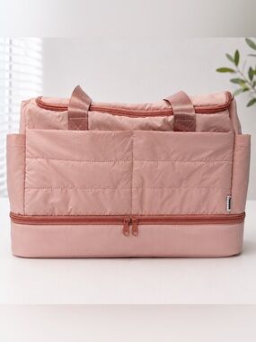 WANDF Pink Travel Gym Duffel Bag w/ Shoe Compartment & Multiple Pockets